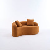 Boucle Curved Sponge Loveseat Sofa with Pillows