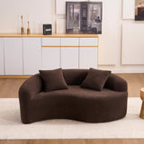 Boucle Curved Sponge Loveseat Sofa with Pillows