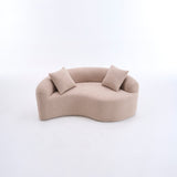 Boucle Curved Sponge Loveseat Sofa with Pillows
