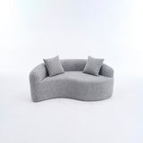 Boucle Curved Sponge Loveseat Sofa with Pillows
