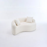 Boucle Curved Sponge Loveseat Sofa with Pillows