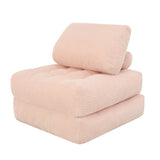 Convertible Multi-Angle Adjustable Corduroy Foam Floor Sofa Bed, Foldable Lazy Lounge Sleeper Couch with Pillow