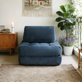 Convertible Multi-Angle Adjustable Corduroy Foam Floor Sofa Bed, Foldable Lazy Lounge Sleeper Couch with Pillow