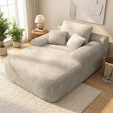 Oversized Block Lazy Chaise Lounge Sofa, Deep Seat Foam Filled, Corduroy Upholstery