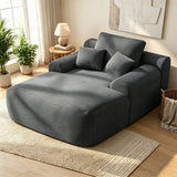 Oversized Block Lazy Chaise Lounge Sofa, Deep Seat Foam Filled, Corduroy Upholstery