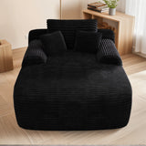 Oversized Block Lazy Chaise Lounge Sofa, Vertical Striped Plush Upholstery, High Density Foam Filled