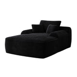 Oversized Block Lazy Chaise Lounge Sofa, Vertical Striped Plush Upholstery, High Density Foam Filled