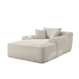 Oversized Block Lazy Chaise Lounge Sofa, Vertical Striped Plush Upholstery, High Density Foam Filled