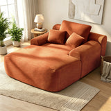 Oversized Block Lazy Chaise Lounge Sofa, Vertical Striped Plush Upholstery, High Density Foam Filled