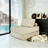 Convertible Multi-Angle Adjustable Corduroy Foam Floor Sofa Bed, Foldable Lazy Lounge Sleeper Couch with Pillow