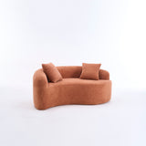 Boucle Curved Sponge Loveseat Sofa with Pillows